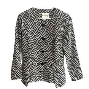 Vtg Inspired Style Jacket Blazer 8 Brown Geometric Maze Old Money Quiet Luxury